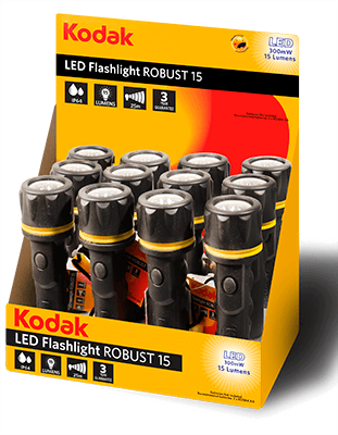 Expositor 12 linternas LED Kodak ROBUST 15